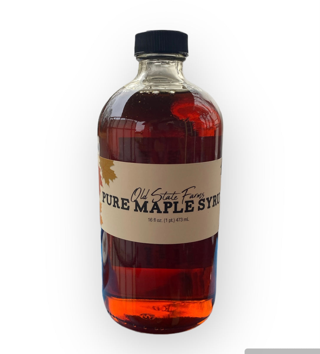 16oz Glass Bottle Pure Maple Syrup Old State Farms 1620